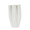 White Ceramic Abstract Ribbed Dimensional Folded Vase with Floral Shaped Rim